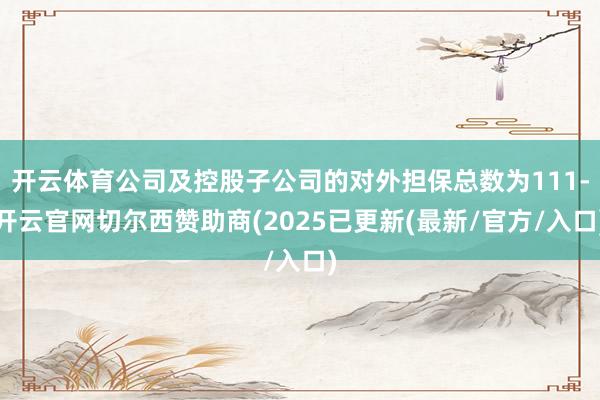 开云体育公司及控股子公司的对外担保总数为111-开云官网切尔西赞助商(2025已更新(最新/官方/入口)