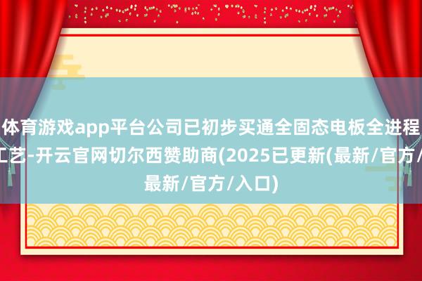 体育游戏app平台公司已初步买通全固态电板全进程制造工艺-开云官网切尔西赞助商(2025已更新(最新